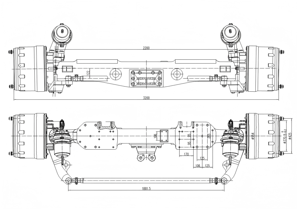 Ось 25-тонного карьерного самосвала Ось 25-тонного карьерного самосвала