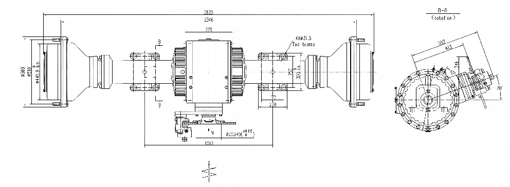 Axon de transmission du tracteur T400s Axon de transmission du tracteur T400s