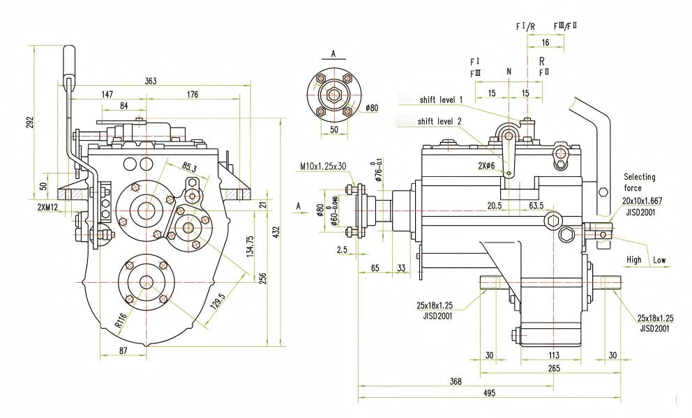 Caja de cambios de la máquina de pulverización