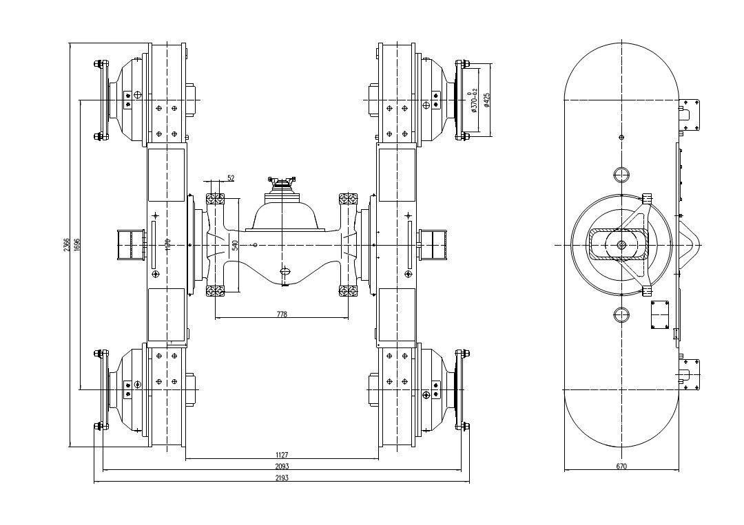 Essieu moteur de niveleuse de 200 CV