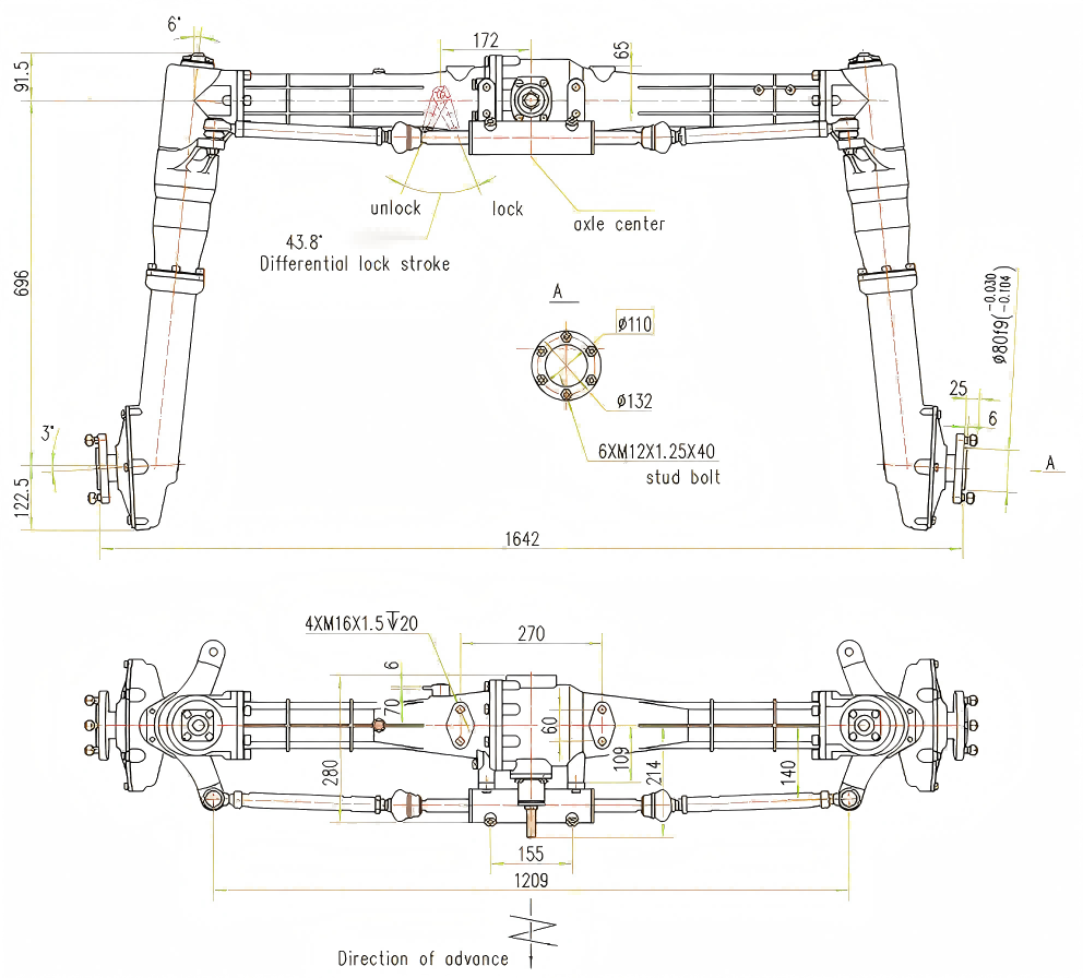 محور دفع خلفي لقاطرة رش بقوة 25 حصانًا محور دفع خلفي لقاطرة رش بقوة 25 حصانًا